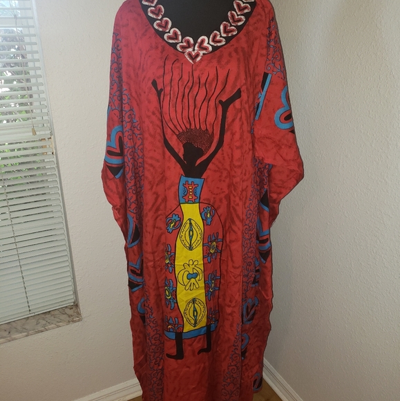 Just In: New/NWT African Woman Red Kaftan Abaya - Picture 1 of 13